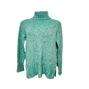 Eddie Bauer Woman’s Lounge Teal Tight Knit Turtleneck Pullover Sweater Size M EU